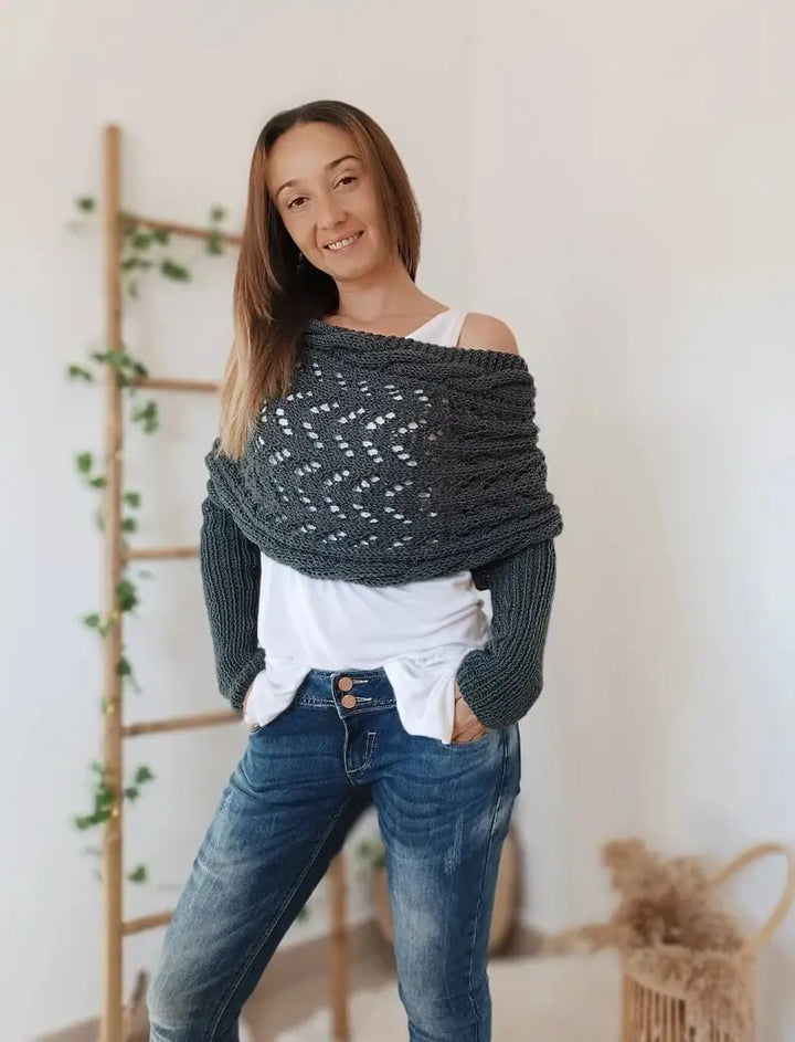 LS | Women Knit Wrap Sweater Lion Style