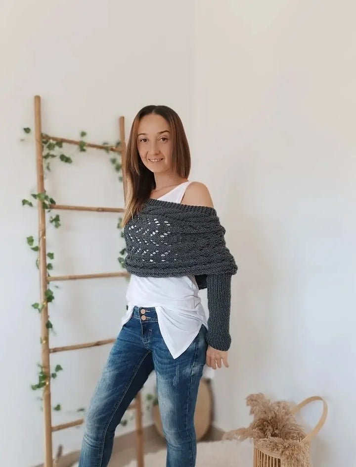LS | Women Knit Wrap Sweater Lion Style