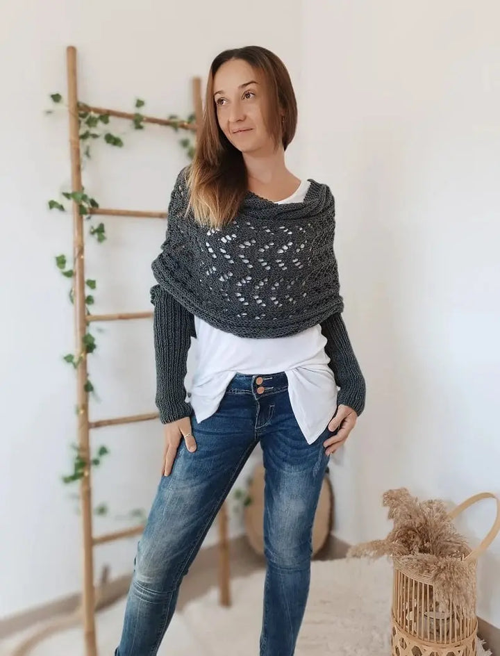 LS | Women Knit Wrap Sweater Lion Style