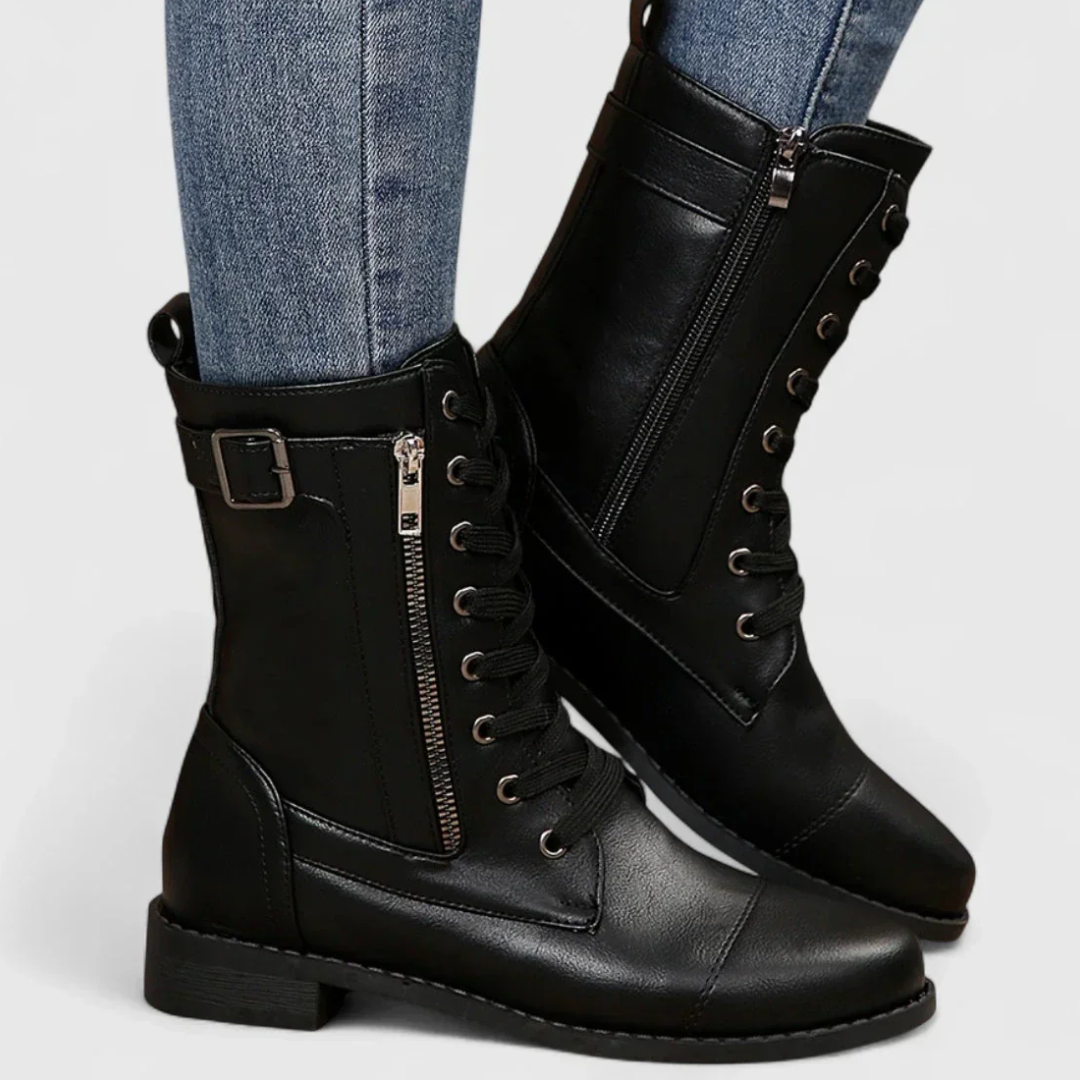 LS | Women Lace-Up Leather Boots