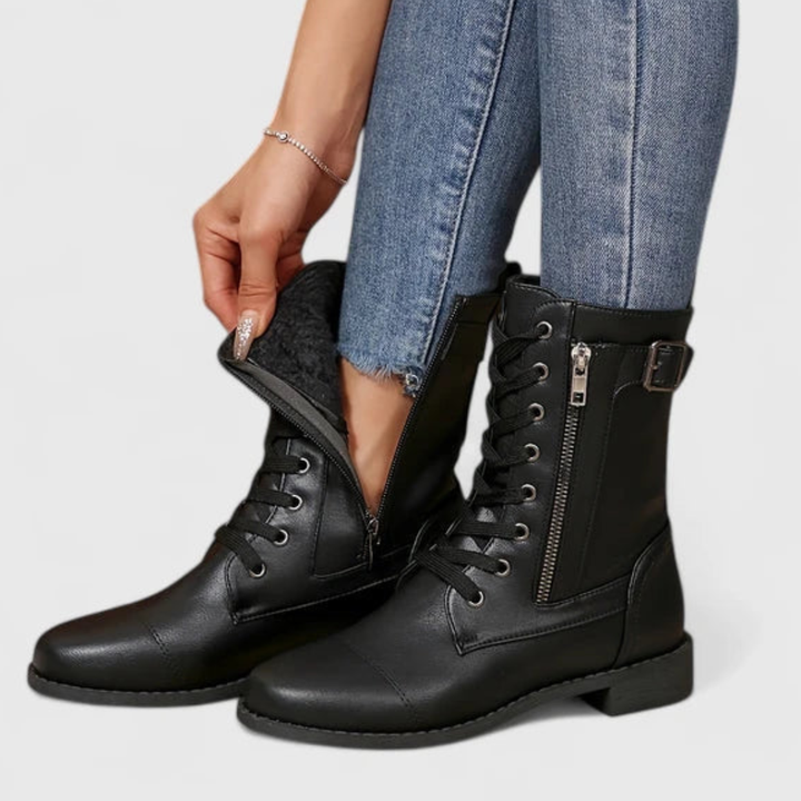 LS | Women Lace-Up Leather Boots