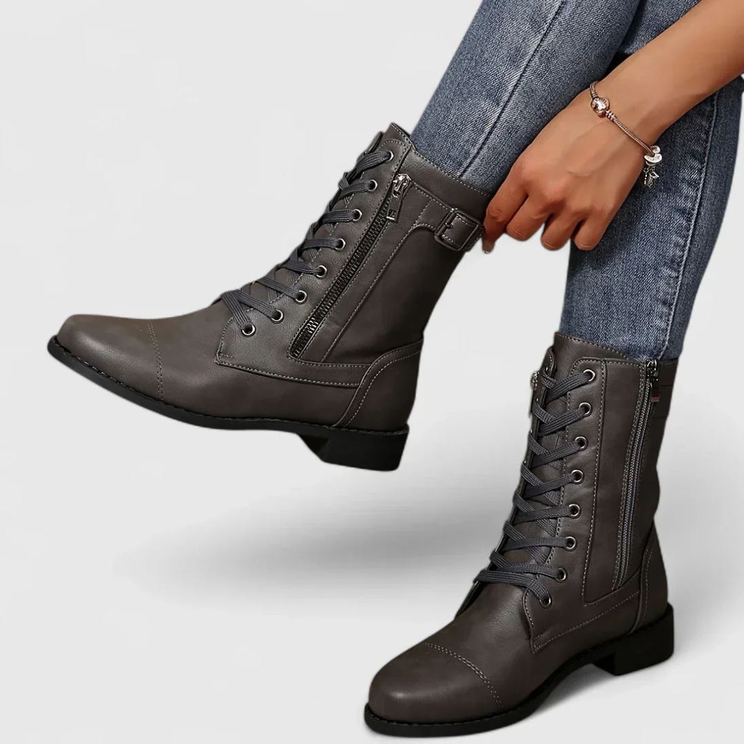 LS | Women Lace-Up Leather Boots