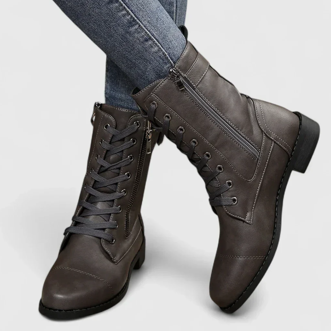 LS | Women Lace-Up Leather Boots