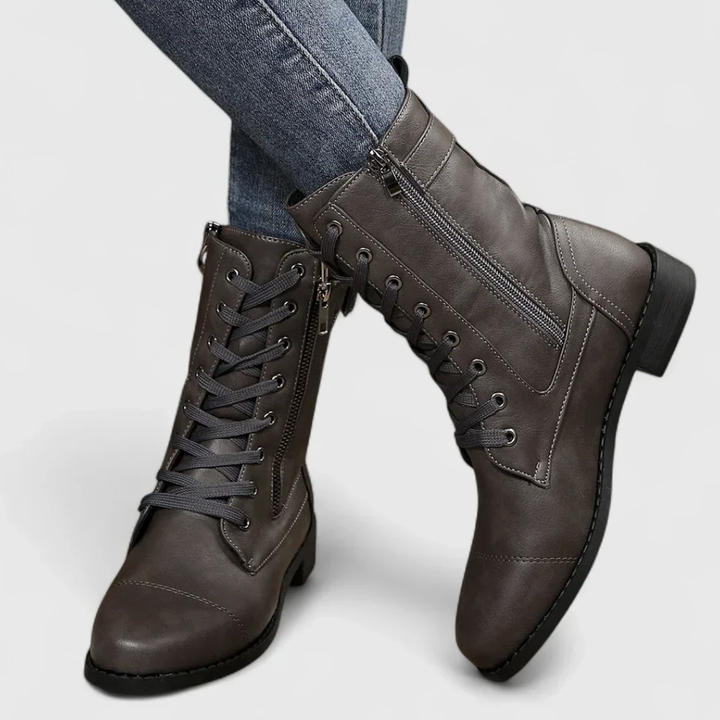 LS | Women Lace-Up Leather Boots