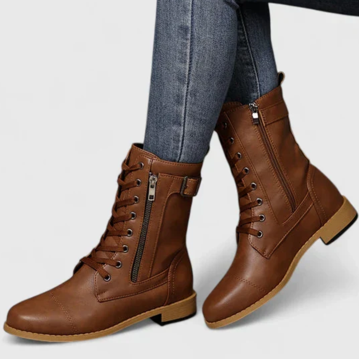 LS | Women Lace-Up Leather Boots