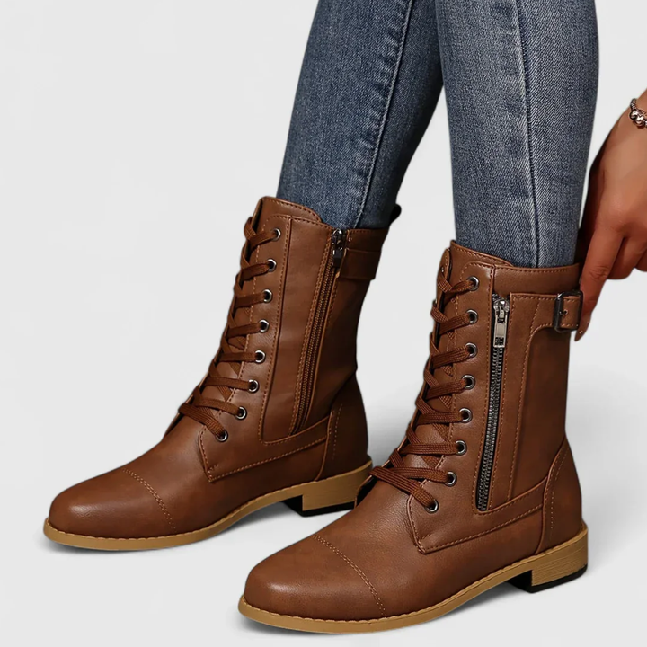 LS | Women Lace-Up Leather Boots