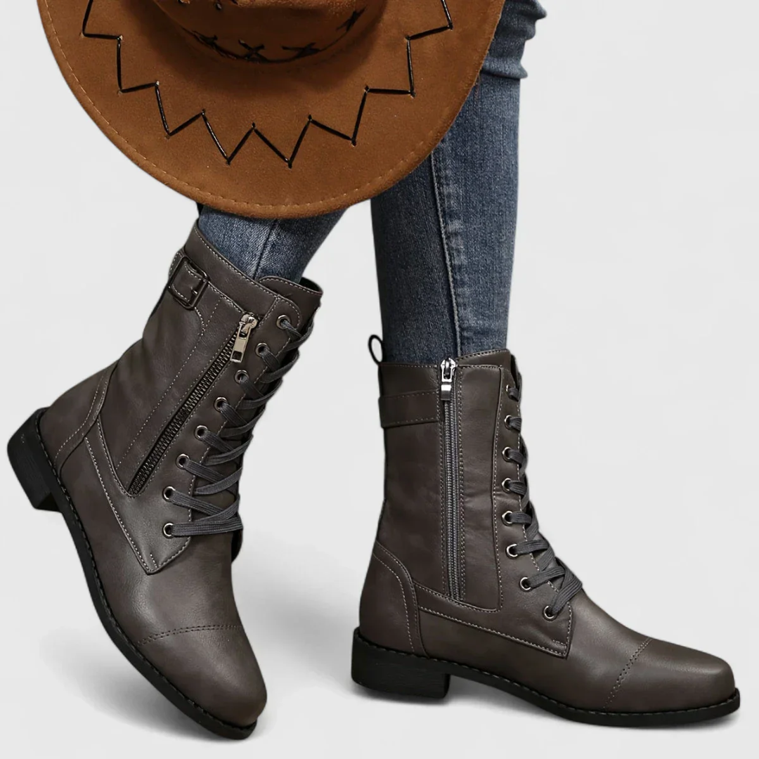 LS | Women Lace-Up Leather Boots