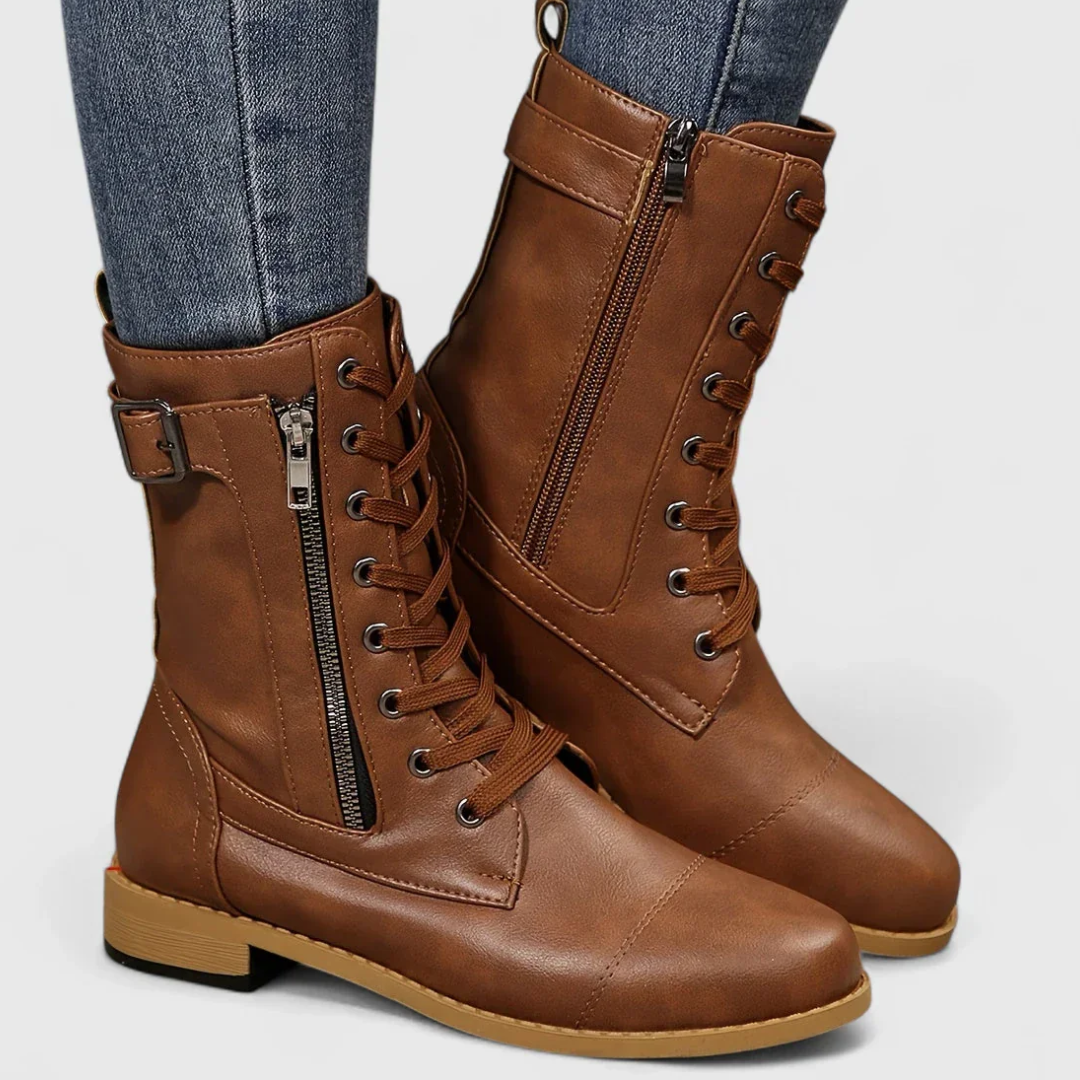 LS | Women Lace-Up Leather Boots