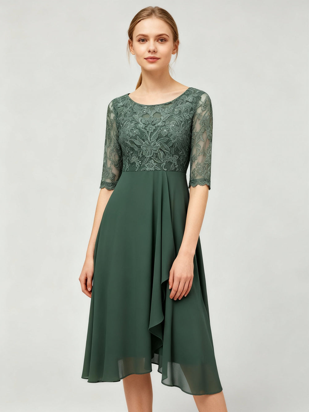 LS | Women Lace Bodice Midi Dress Lion Style