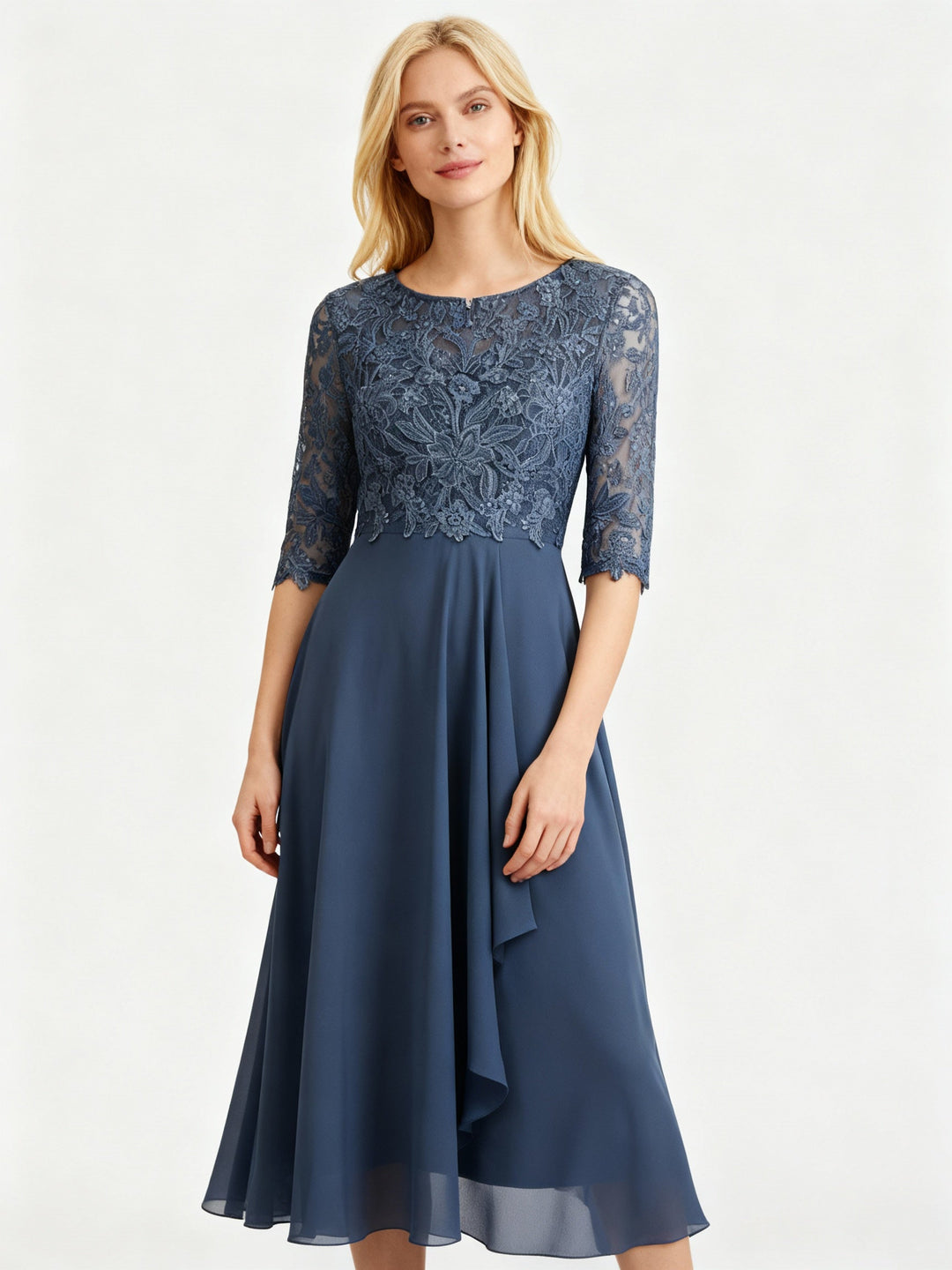 LS | Women Lace Bodice Midi Dress Lion Style