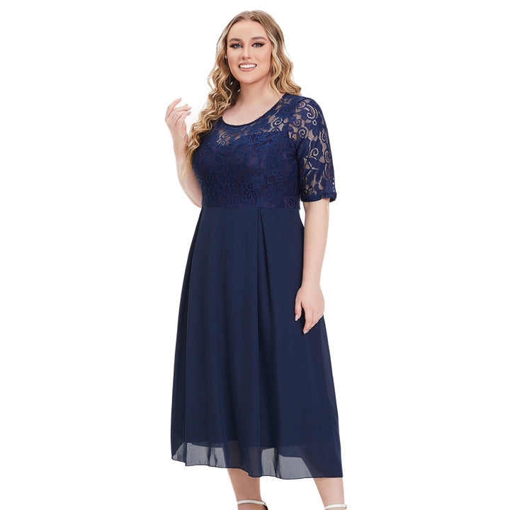 LS | Women Lace Bodice Midi Dress Lion Style
