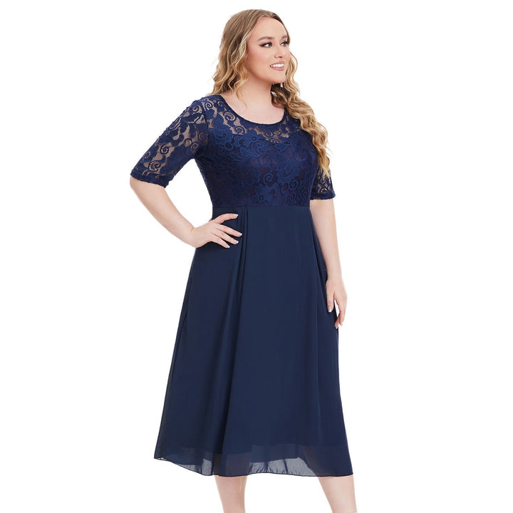 LS | Women Lace Bodice Midi Dress Lion Style