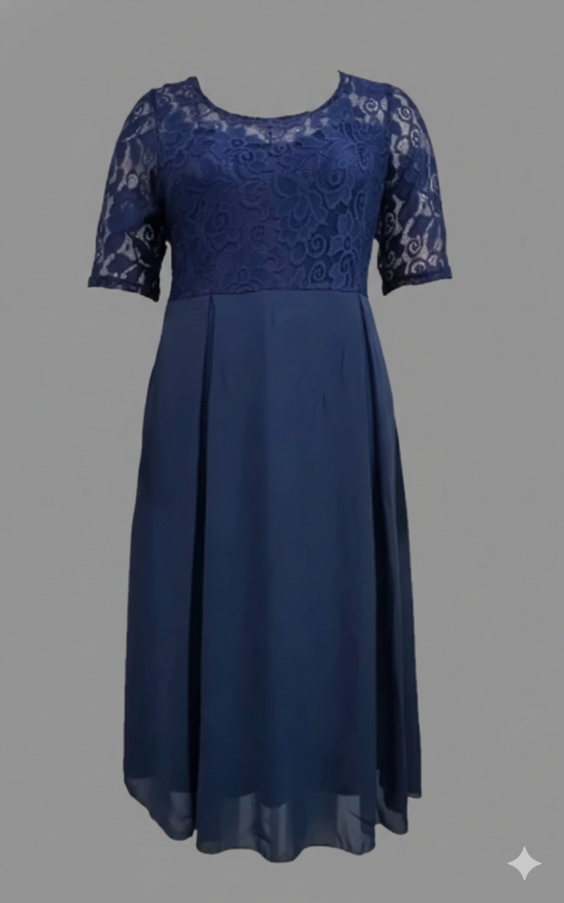 LS | Women Lace Bodice Midi Dress Lion Style