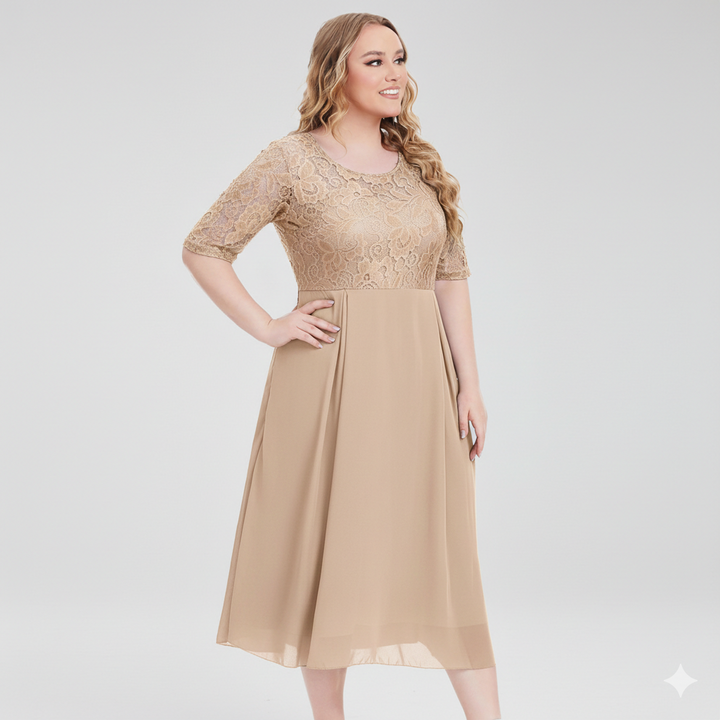 LS | Women Lace Bodice Midi Dress Lion Style