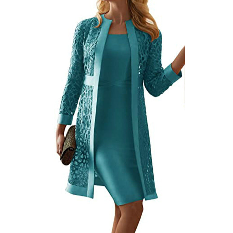 LS | Women Lace Overlay Two Piece Dress Lion Style