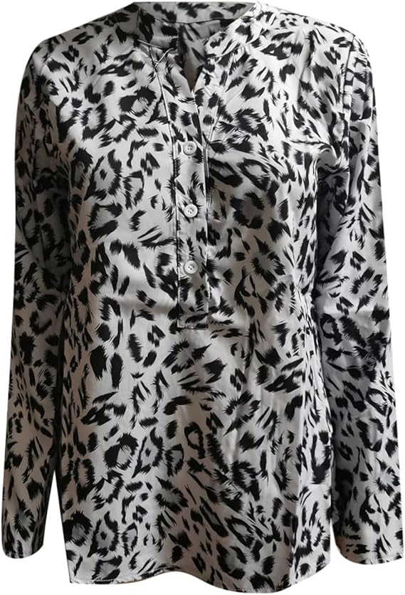 LS | Women Leopard Pattern Casual Blouse Lion Style