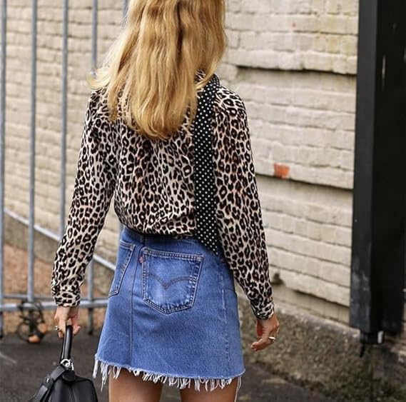 LS | Women Leopard Pattern Casual Blouse Lion Style