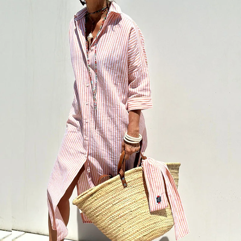 LS | Women Lightweight Long Sleeve Shirt Dress Lion Style