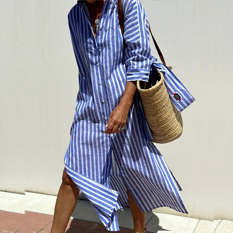 LS | Women Lightweight Long Sleeve Shirt Dress Lion Style
