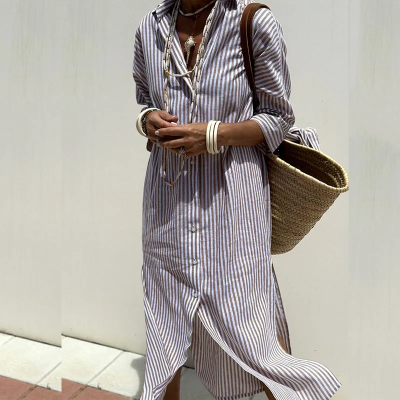 LS | Women Lightweight Long Sleeve Shirt Dress Lion Style