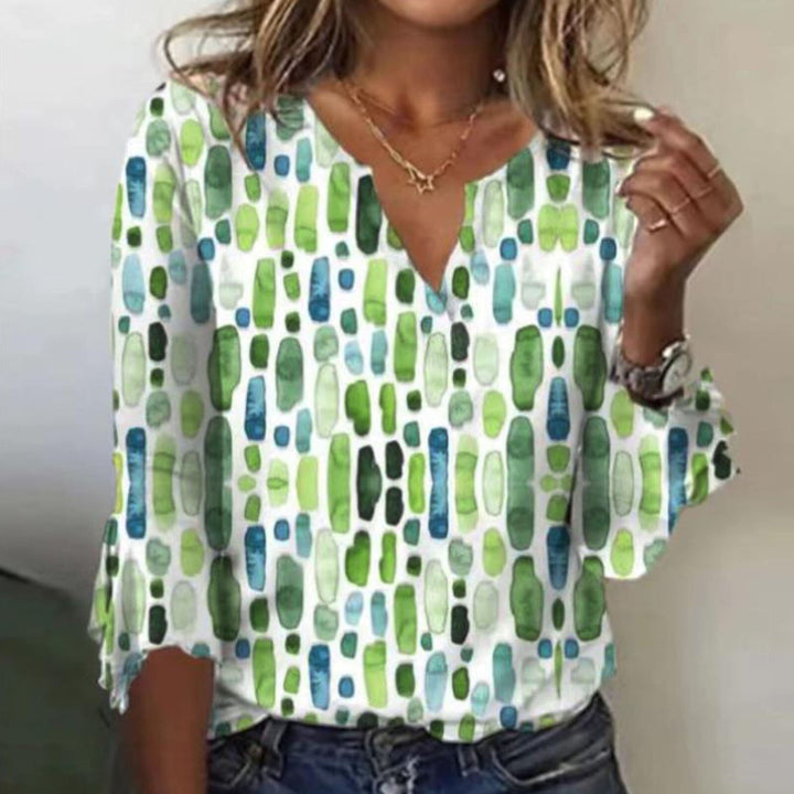 LS | Women Loose Fit Printed Blouse Lion Style