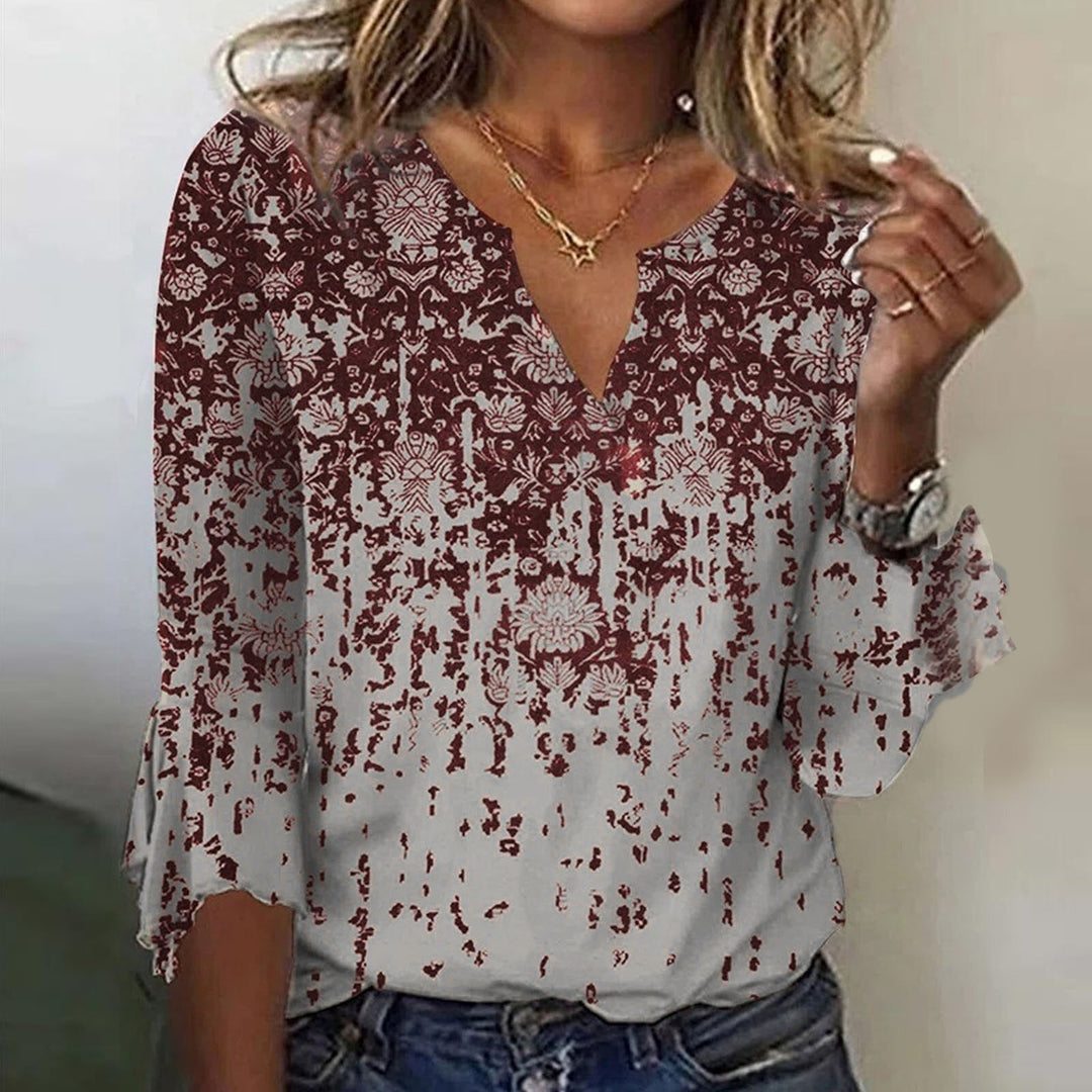 LS | Women Loose Fit Printed Blouse Lion Style