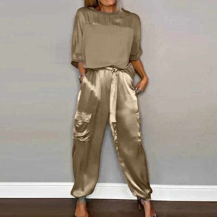 LS | Women Loose Fit Satin Lounge Set Lion Style