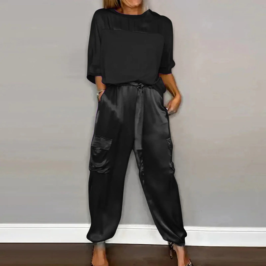 LS | Women Loose Fit Satin Lounge Set Lion Style