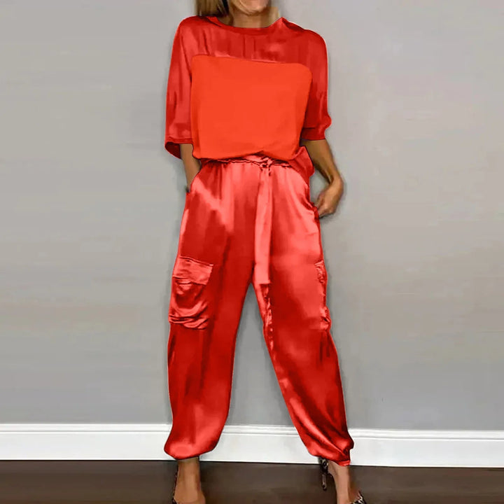LS | Women Loose Fit Satin Lounge Set Lion Style