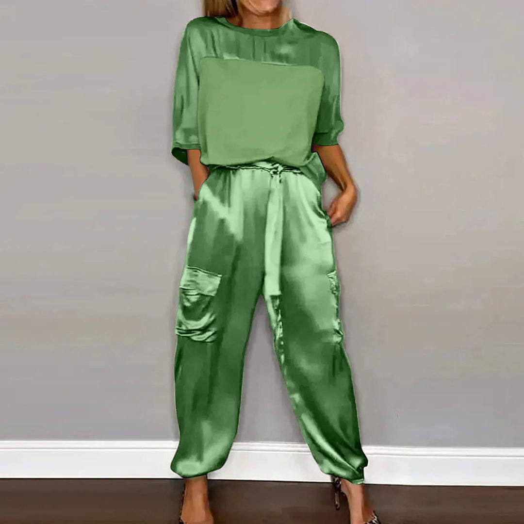 LS | Women Loose Fit Satin Lounge Set Lion Style