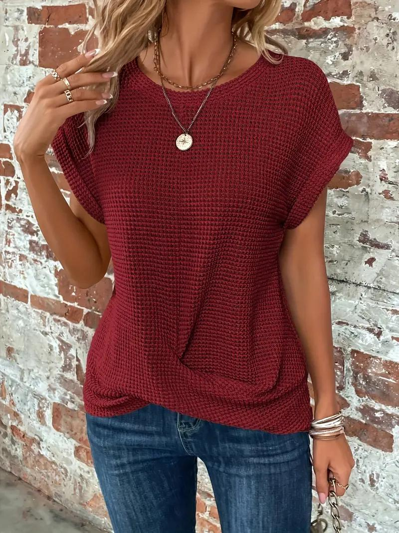 LS | Women Loose Fit Waffle Knit Shirt Lion Style