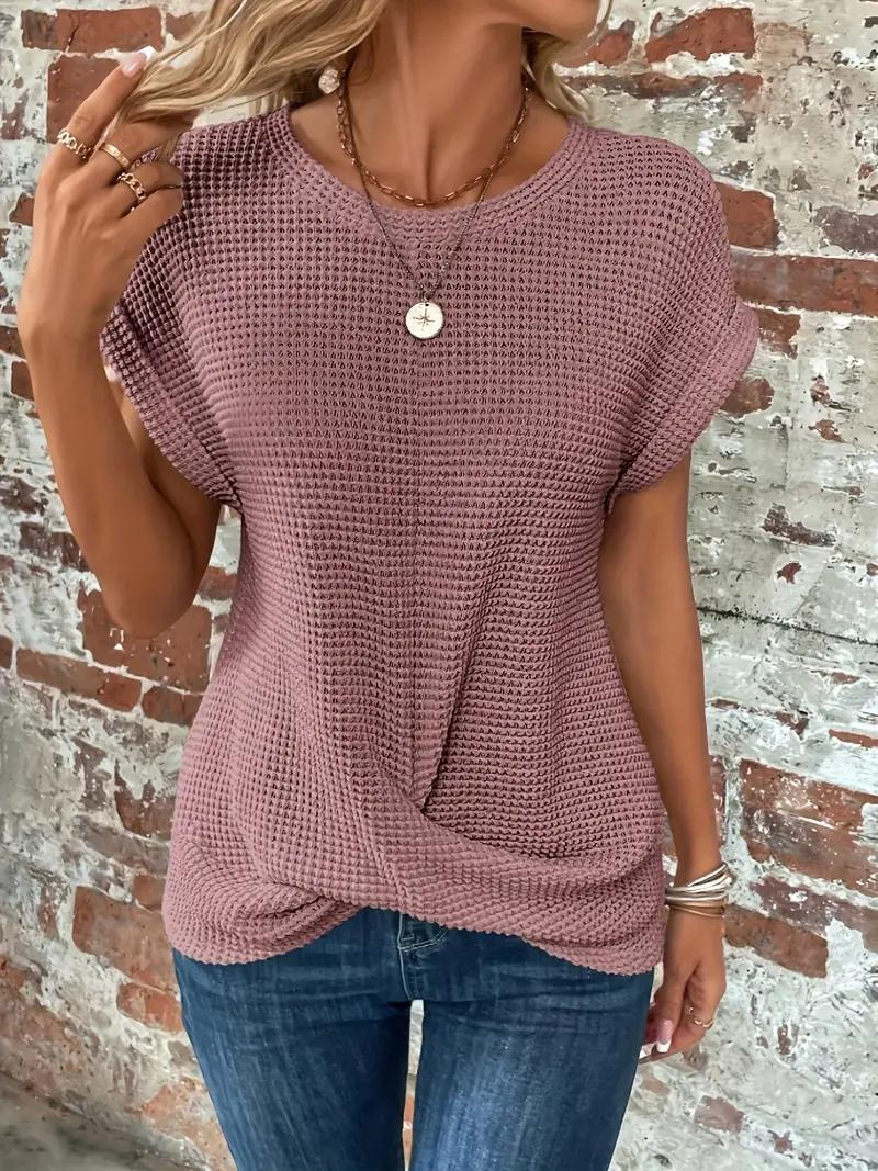 LS | Women Loose Fit Waffle Knit Shirt Lion Style
