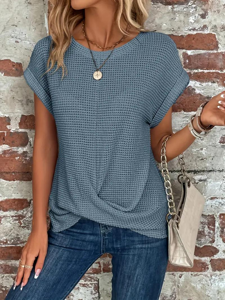 LS | Women Loose Fit Waffle Knit Shirt Lion Style