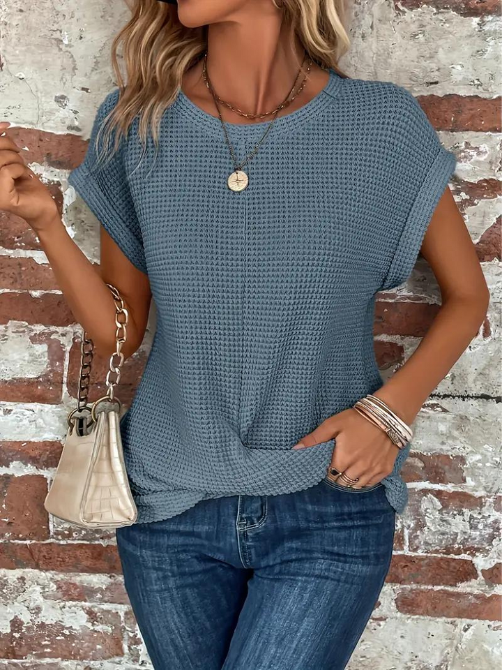 LS | Women Loose Fit Waffle Knit Shirt Lion Style