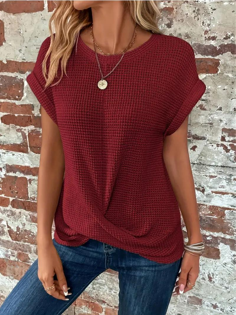 LS | Women Loose Fit Waffle Knit Shirt Lion Style