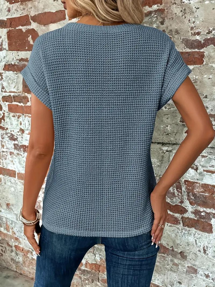 LS | Women Loose Fit Waffle Knit Shirt Lion Style