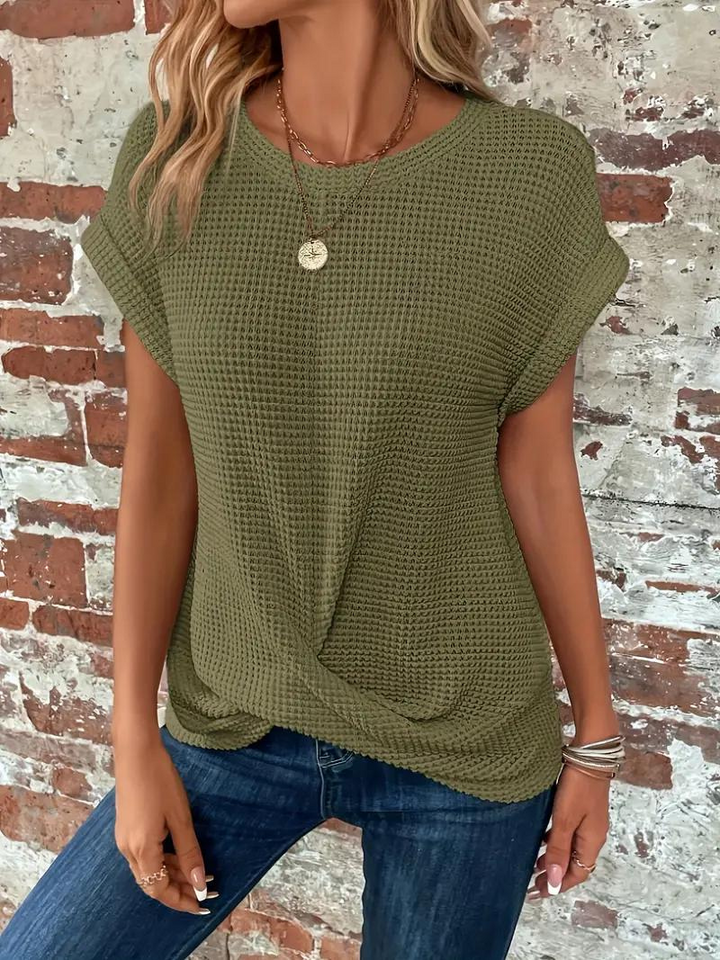 LS | Women Loose Fit Waffle Knit Shirt Lion Style