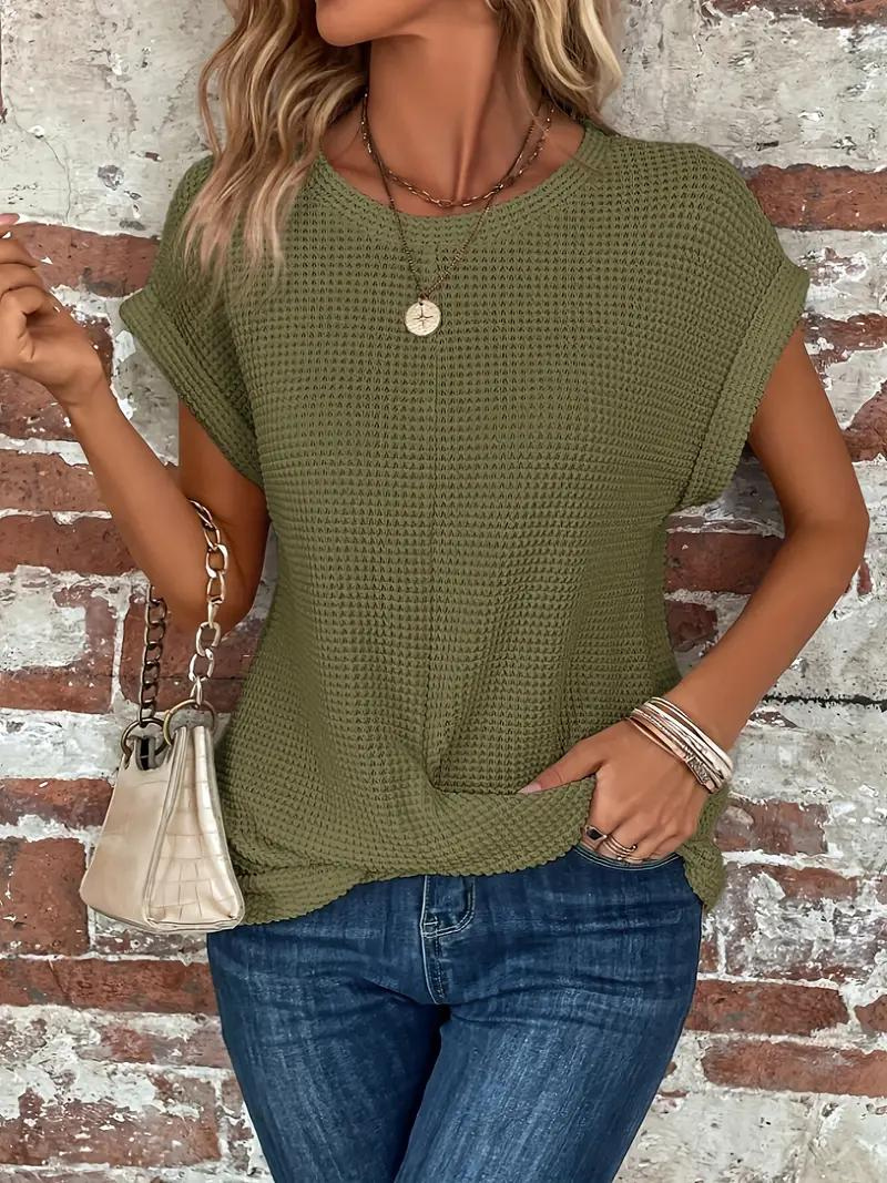LS | Women Loose Fit Waffle Knit Shirt Lion Style