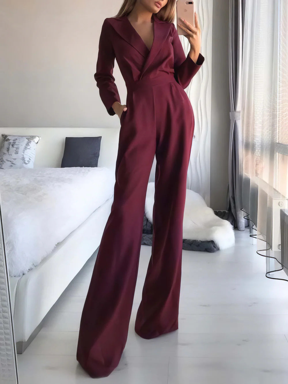 LS | Women Luxe Long Sleeve Fit Jumpsuit Lion Style