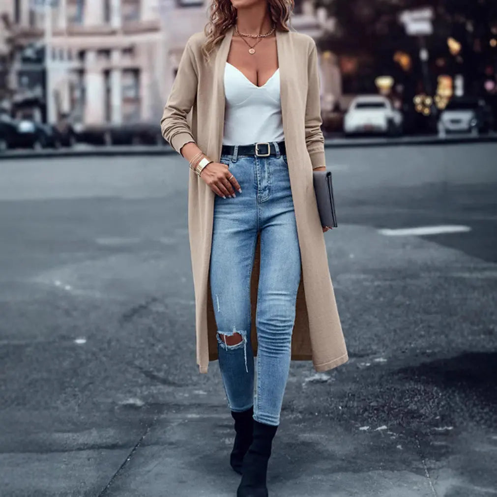 LS | Women Minimal Open Front Cardigan Lion Style