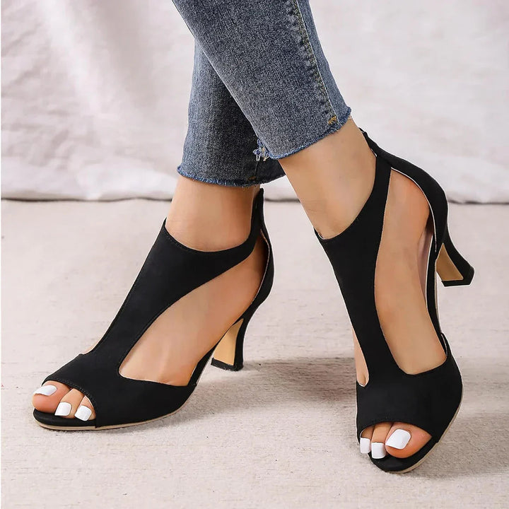 LS | Women Minimal Style Peep Toe Heels Lion Style