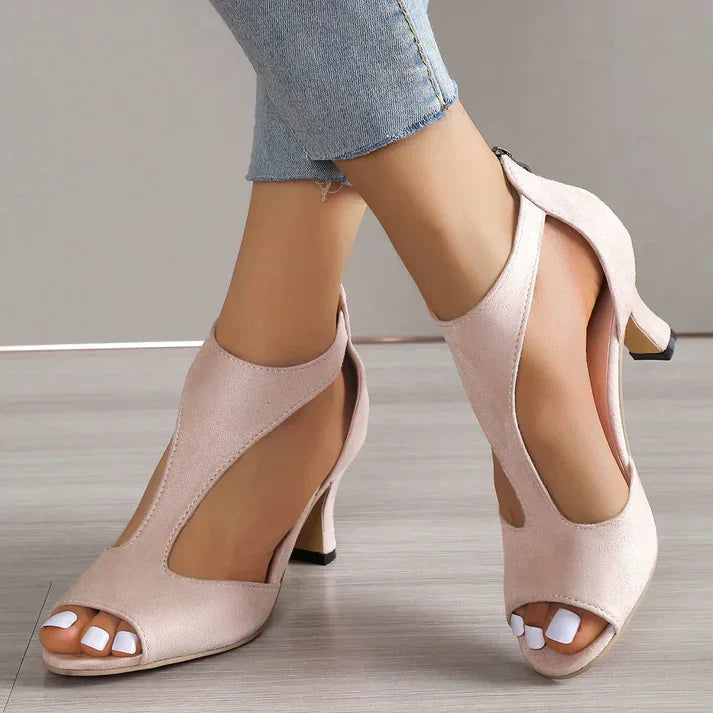 LS | Women Minimal Style Peep Toe Heels Lion Style