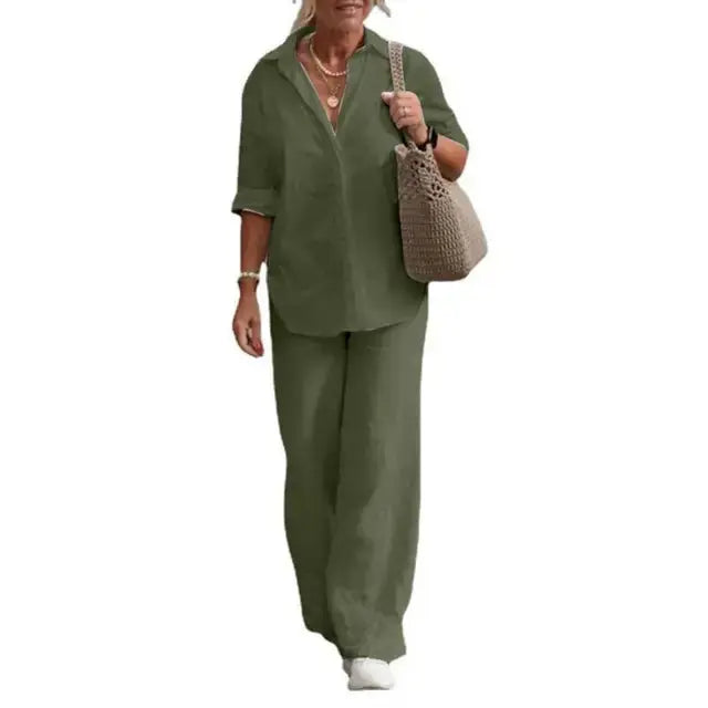 LS | Women Minimalist Matching Pants Set Lion Style
