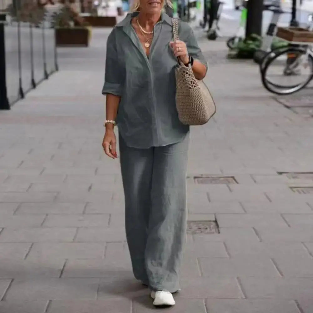 LS | Women Minimalist Matching Pants Set Lion Style
