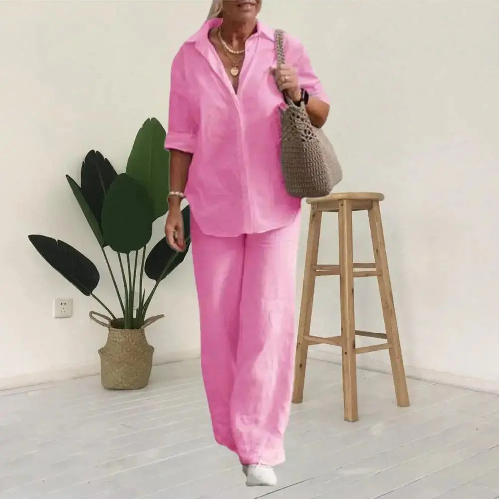 LS | Women Minimalist Matching Pants Set Lion Style