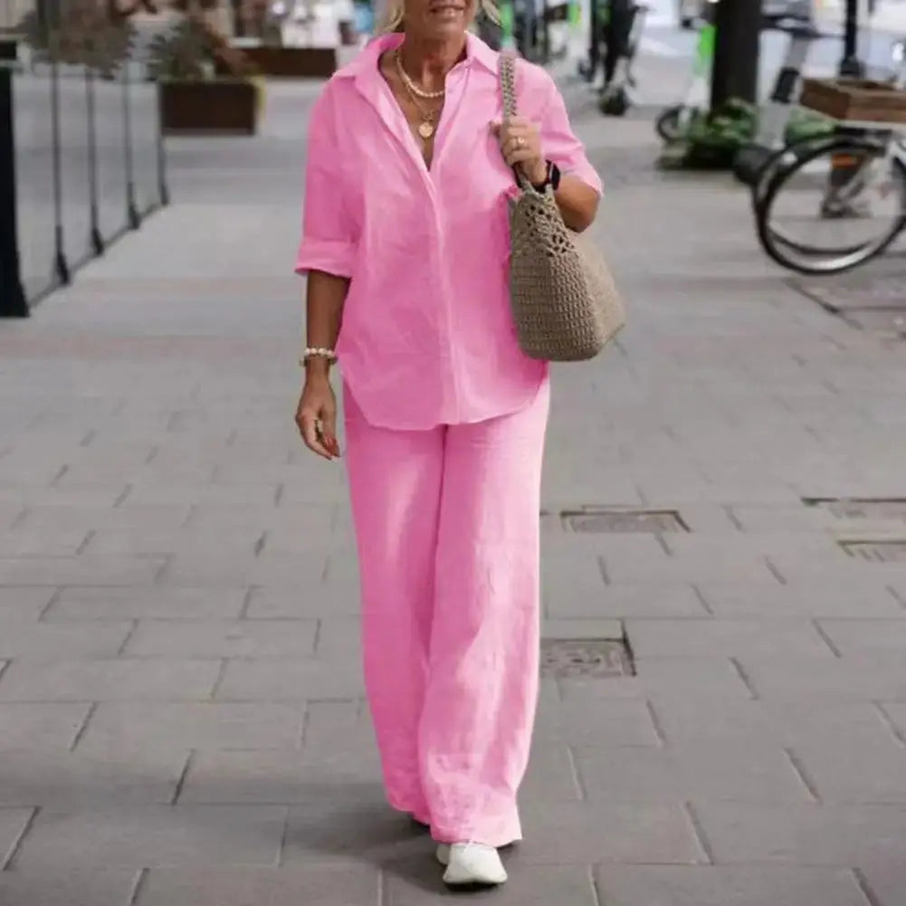 LS | Women Minimalist Matching Pants Set Lion Style
