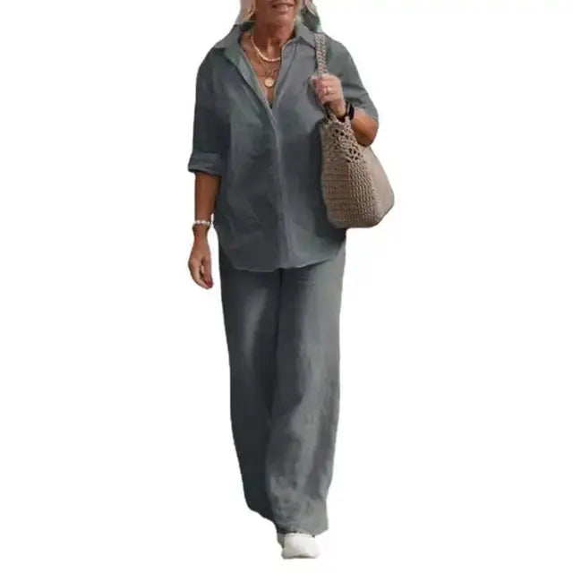 LS | Women Minimalist Matching Pants Set Lion Style