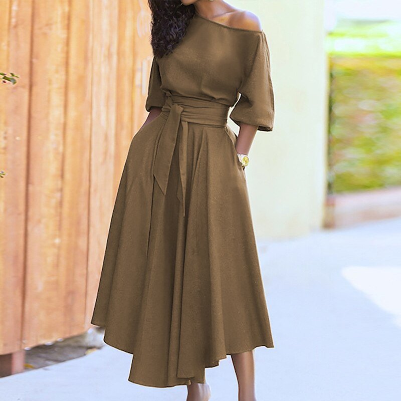 LS | Women Minimalist Flowy Midi Dress Lion Style
