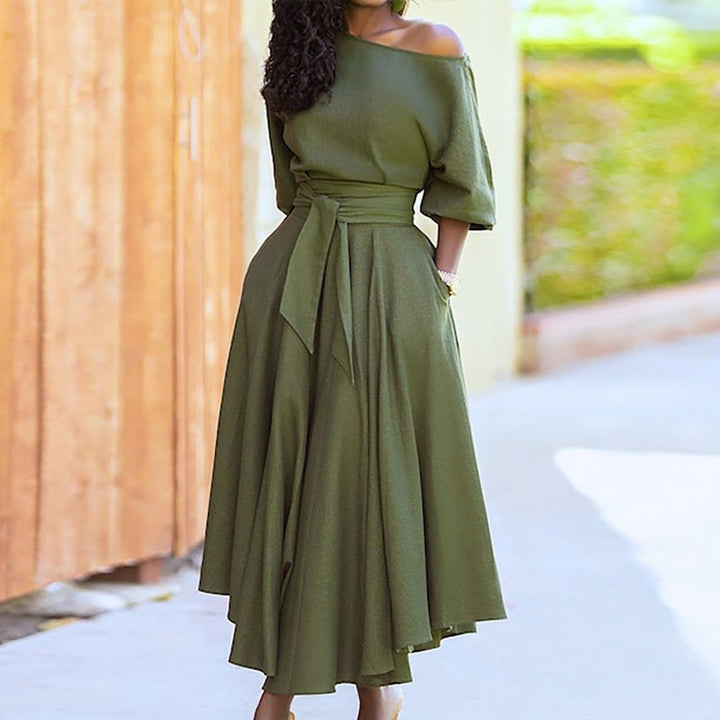 LS | Women Minimalist Flowy Midi Dress Lion Style