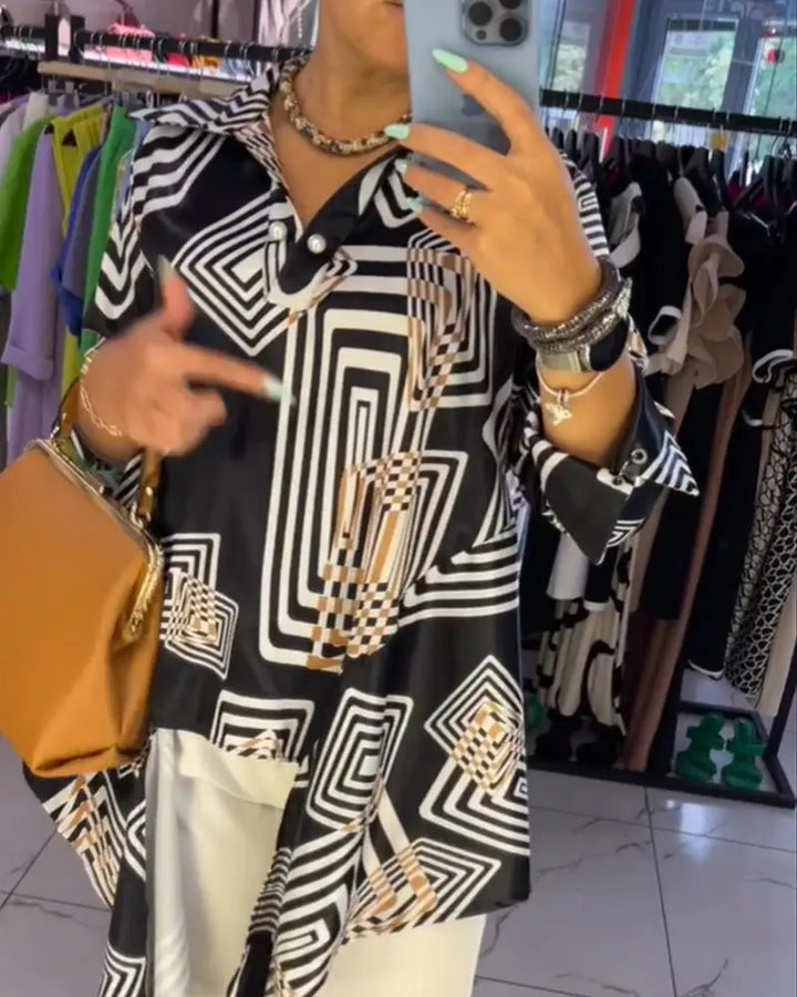 LS | Women Modern Graphic Print Shirt Lion Style